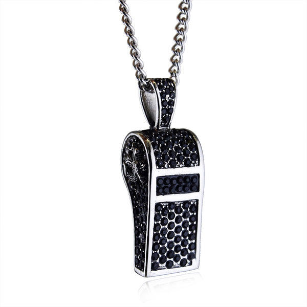 Trendy Black Diamond Titanium Steel Necklace 18105607YM