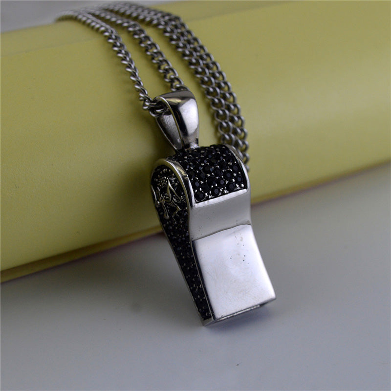 Trendy Black Diamond Titanium Steel Necklace 18105607YM