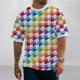 Unisex Rainbow Footprint Print Casual T-shirt 16082915YY