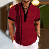 Men's Henley Collar Printed Short Sleeve Shirt 09828437YY