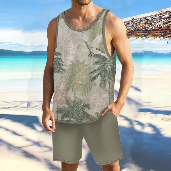 Men's Tropical Plant Tank Hawaiian Beach Shorts Sets 78327368YY