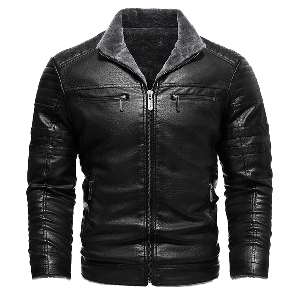 Men's Padded Warm Faux Leather Vintage Jacket 61340022L