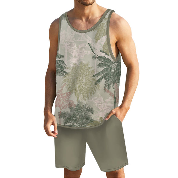 Men's Tropical Plant Tank Hawaiian Beach Shorts Sets 78327368YY