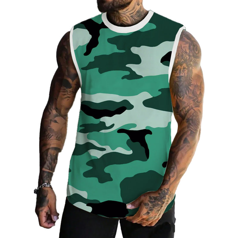 Men's Spring/Summer Printed Regular Fit Crew Neck Vest 11567669YM