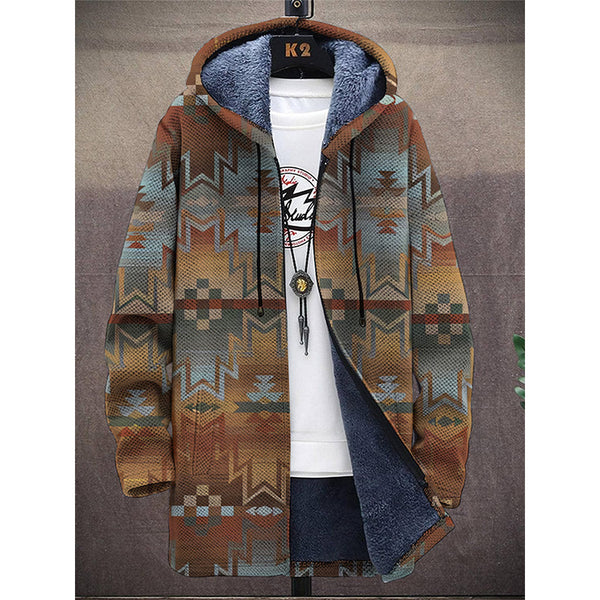 Men's Printed Hooded Two-pocket Fleece Cardigan Jacket 49454362YM