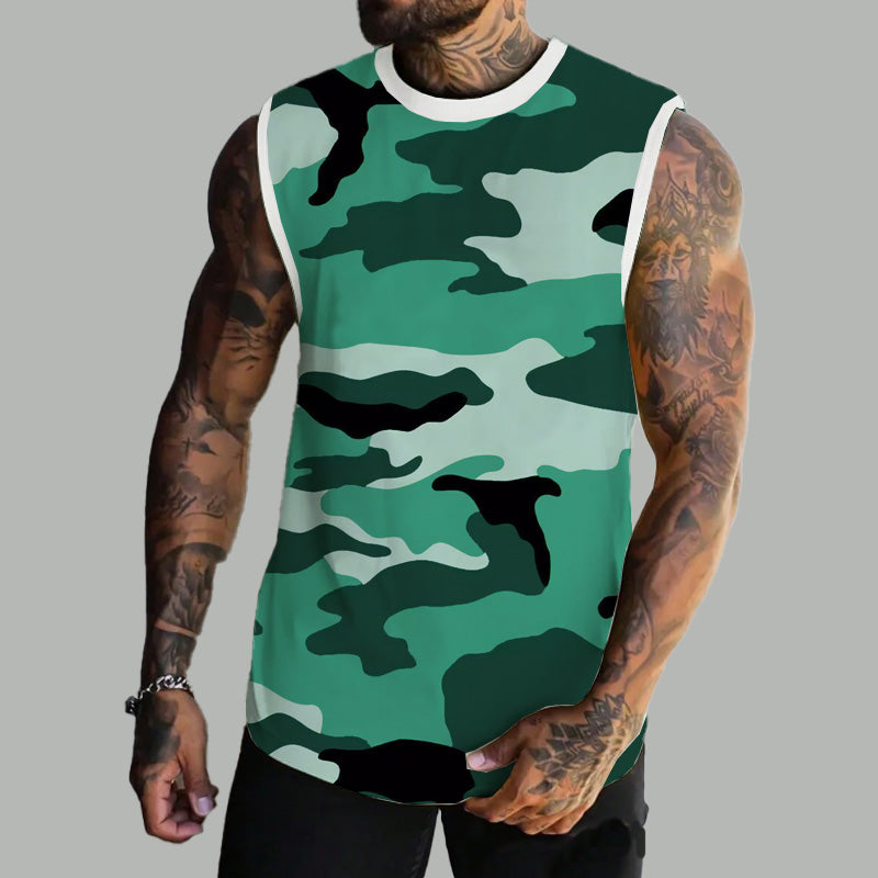 Men's Spring/Summer Printed Regular Fit Crew Neck Vest 11567669YM