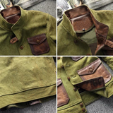 Men's Canvas Spliced Leather Retro Jacket 46679235L