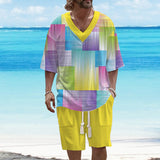 Men's Art Casual Printed Short Sleeve Suit 64910789YM