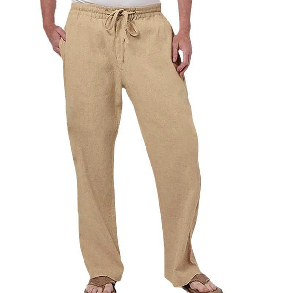 Men's Casual Solid Color Linen Men's Pants 88624127YY