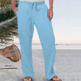 Men's Casual Solid Color Linen Men's Pants 88624127YY