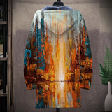 Men's Printed Hooded Two-Pocket Plush Thickened Long-Sleeved Cardigan Jacket 77481036L