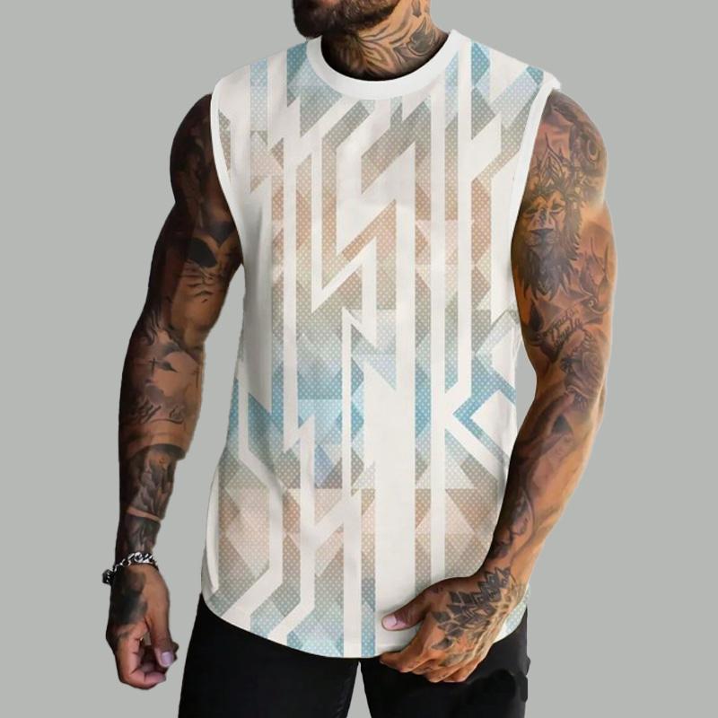 MEN'S BASIC PRINTED ROUND NECK VEST 11870644YM