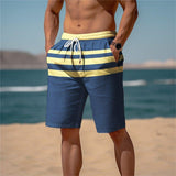 Men's Draw Rope Elastic Waist 3D Printed Casual Beach Shorts 00399598YY