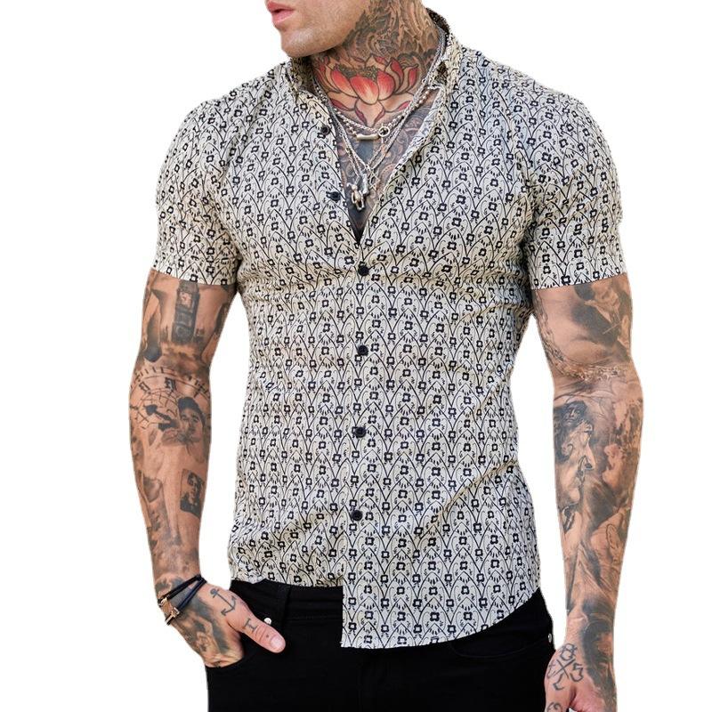 Men's Casual Printed Short Sleeve Shirt 54410536L