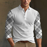 Men's Plaid Long Sleeve Polo Shirt 21064137YM