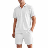 Men's 2 Piece Casual Polo Short-sleeved Shirt Shorts Suits 03775312YY