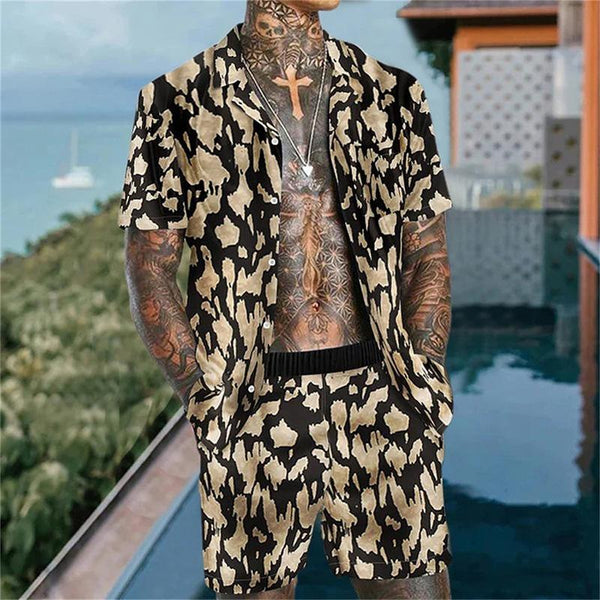 Men's Loose Hawaiian Print Casual Suit 71539724YM