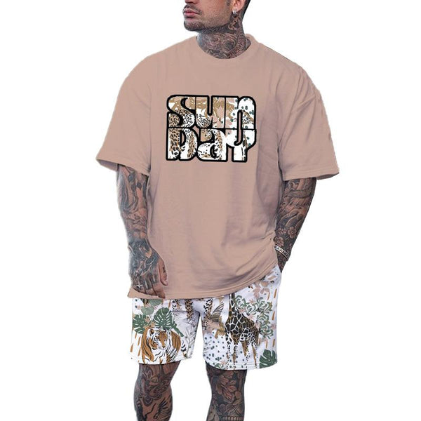 Men's Hawaii Printed Short Sleeve Shorts 2 Pice Outfits 80911124YY