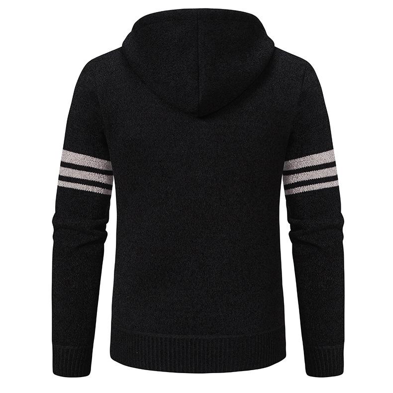 Men's Knitted Cardigan Plus Fleece Thick Hooded Sweater 28485515L