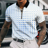 Men's Plaid Short Sleeve Polo Shirt 10817218L