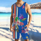 Men Tropical Floral Tank Hawaiian Beach Shorts Sets 54630894YY