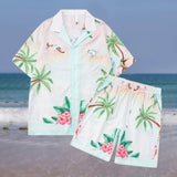 Men's 2 Pice Retro Printed Hawaii Short Sleeve Shirt and Shorts Sets 46318625YY