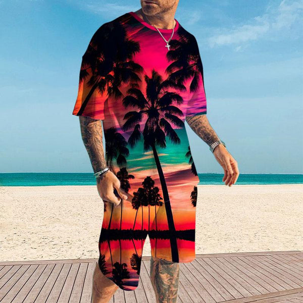 Men's Chasing Sunset Shorts Short-Sleeved T-Shirt Casual Sets 48490098YY