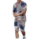 Men's Printed Short Sleeve Shorts Set 59279937YM