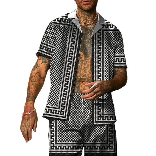 Men's Vintage Hawaiian Short Sleeve Shirt Set 74521791YM