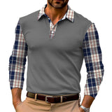 Men's Plaid Long Sleeve Polo Shirt 43713715YM