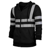 Men's Reflective Striped Fleece Hooded Jacket 12495004YM