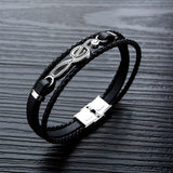 Men's Woven Musical Note Leather Bracelet 41750331YM