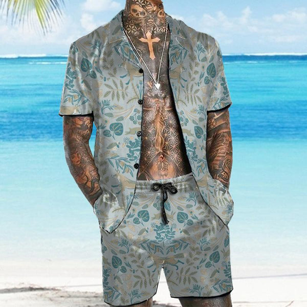 MEN'S SHORT SLEEVE SHIRT BEACH SUIT 13287935YM