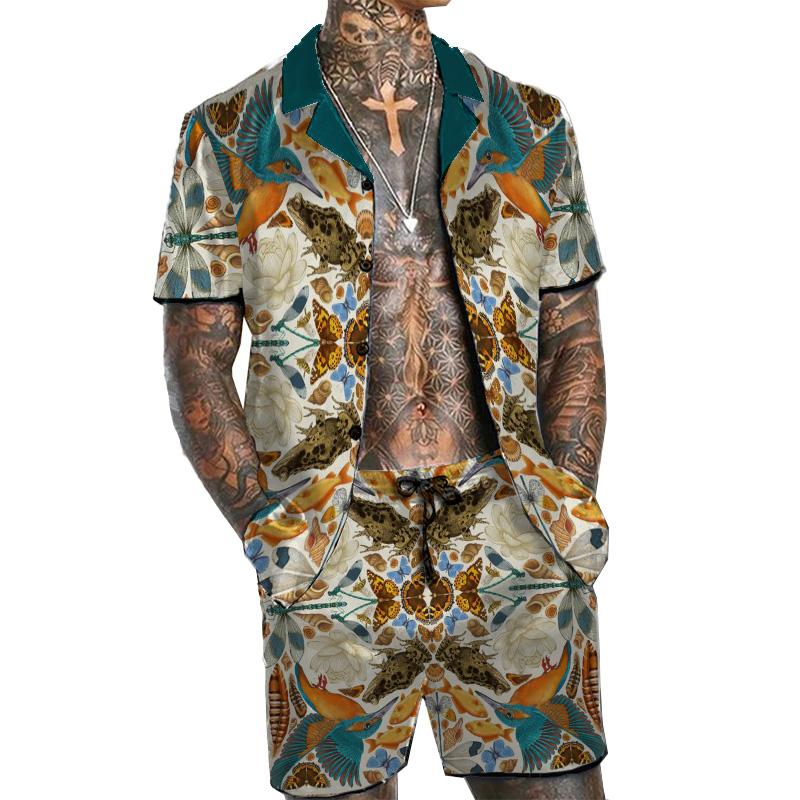 Men's Vintage Hawaiian Short Sleeve Shirt Set 41082537YM