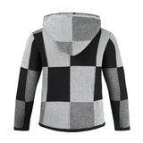Men's Loose Color Contrast Hooded Knitted Cardigan 19088066L