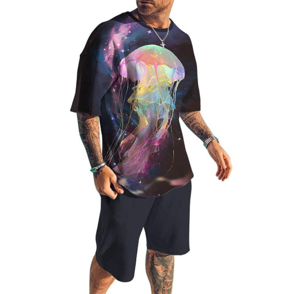 Men's Jellyfish Printed Shorts Short-Sleeved T-Shirt Casual Sets 23387675YY