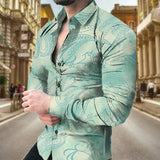 Men's Paisley Pattern Casual Long Sleeve Lapel Shirt 26445385L