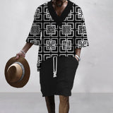 Men's Printed Short Sleeve Shorts Textured Set 76437949YY