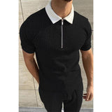 Men's Solid Color Loose Short Sleeve POLO Shirt 46684714YM