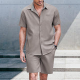 Men's Fashionable Color Block Collar Casual Suit 88264837YM