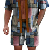 Men's Patchwork Printed Casual Two-piece Set 92147145YM