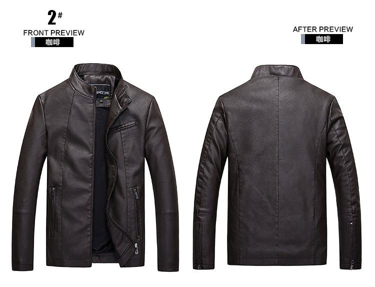 Men's Casual Stand Collar Leather Jacket 91072001YM