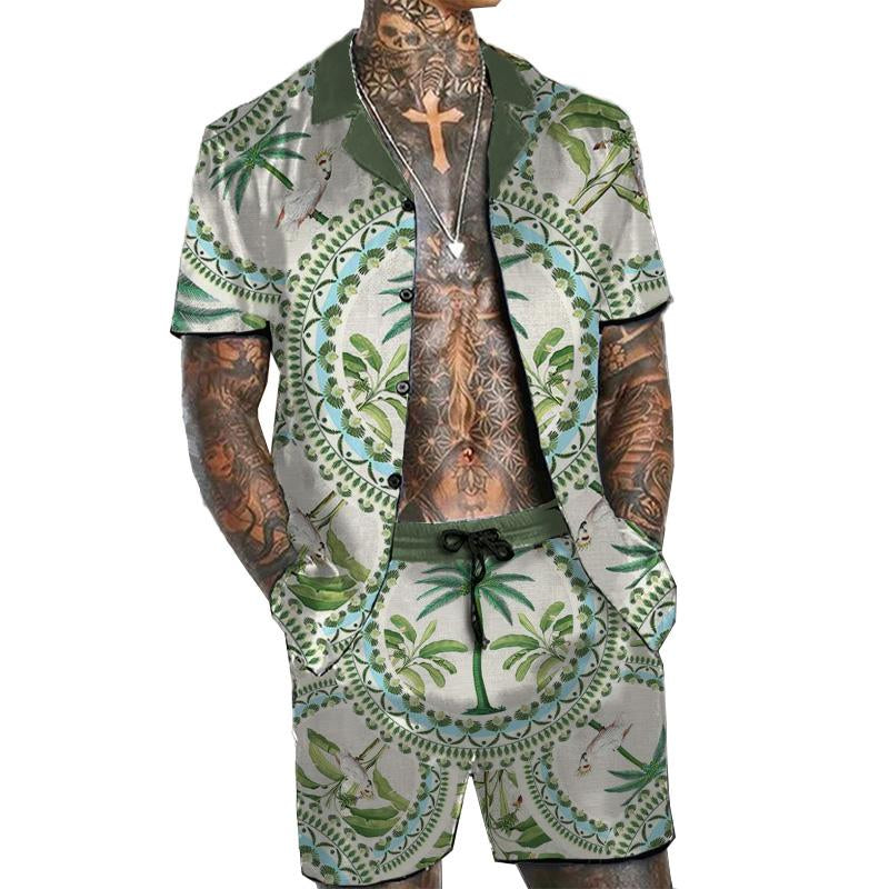 Men's Old-Money Hawaiian Short Sleeve Shirt Set 24128786YY
