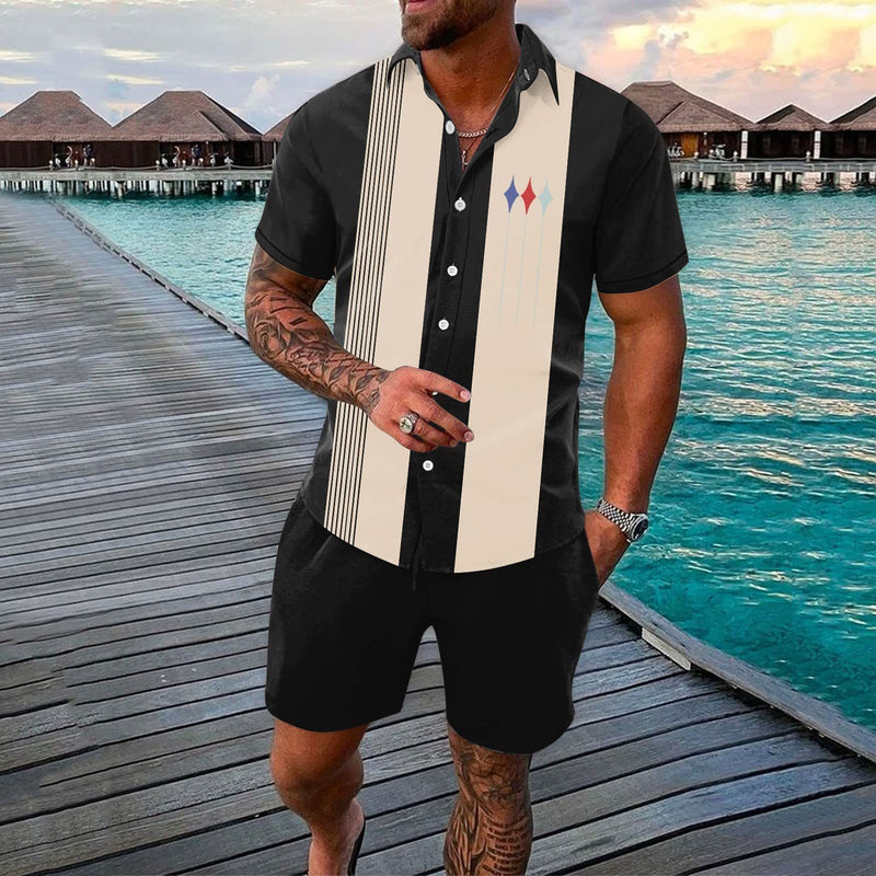 Men's Hawaii Printed Short-sleeve Shirt and Shorts Suit 01788863YY