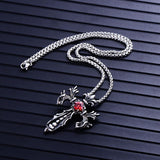 Antique Titanium Steel and Ruby Cross Necklace 59650913YM