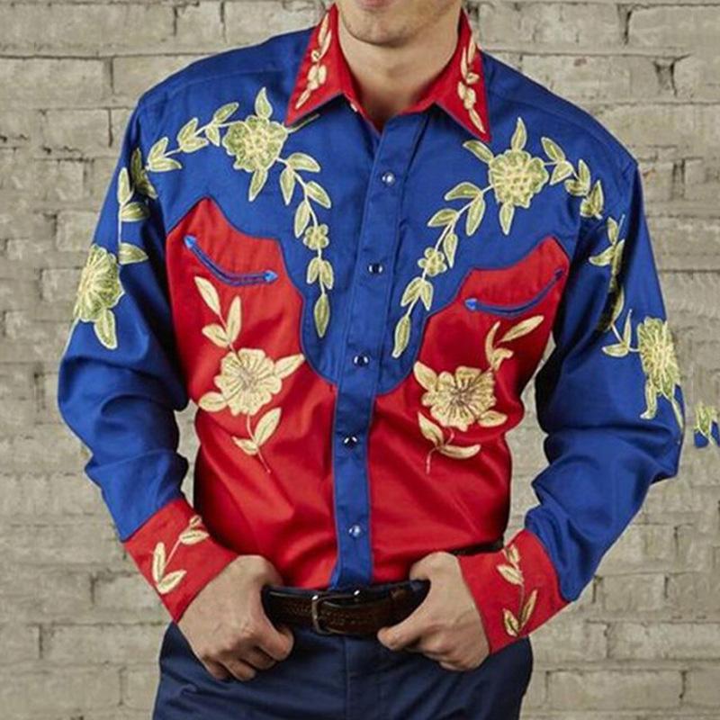 Men's Western Style Long Sleeve Shirt 95382937YM