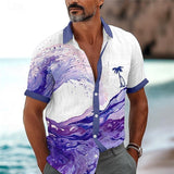Flower Printed Men's Pocket Short Sleeve Shirt 93610023L