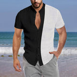 Men's Color Patchwork Short-Sleeve Shirt 51666590YY