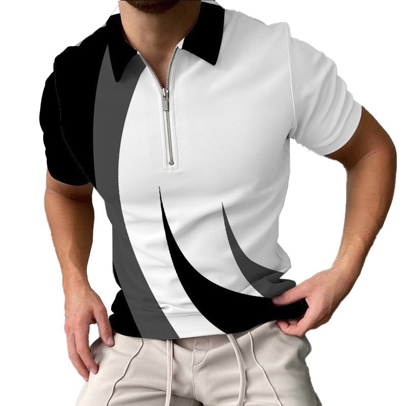 Men's Color Block Short Sleeve Polo Shirt 28811351YM