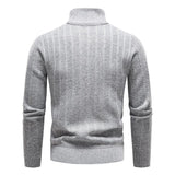 Men's Stand Collar Pullover Business Striped Thick Sweater 17402873L